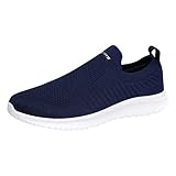 Generisch Slip On Sneaker Herren 43, Freizeitschuhe Herren Sportlich Schwarz Sportschuhe...