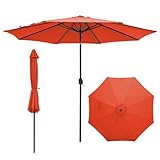 COSTWAY Sonnenschirm 300 cm, Gartenschirm mit Kurbel, beidseitig um 25° knickbar, Terrassenschirm...