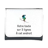 Mygoodprice Herren-Geldbörse aus PU-Leder, Piktogramm, Ski, mit personalisierbarem Text