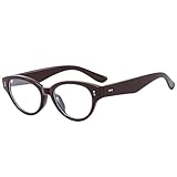 DENUVI Nieten Cat Eye Sonnenbrille Damen Herren UV400 Für Outdoor Sport Laufen Und Reiten,Rot Braun...