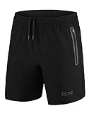 TCA Elite Tech Herren Trainingsshorts für Laufsport mit Reißverschlusstaschen - Schwarz - L