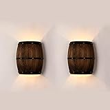 Newrays 2er Pack Antique Holz Weinfass Wandleuchte Leuchte Up and Down Indoor Wandleuchten für Bar...