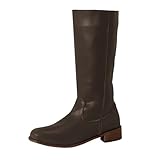 Xbemkste Stiefel Damen mit Absatz Wasserdicht Lederstiefel Langschaftstiefel Vintage Western...