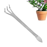 Bonsai-Gartenrechen – Rechen mit 3 Spitzen aus Edelstahl – Werkzeug mit Doppelkopf für Boden,...