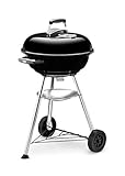 Weber Compact Kettle Holzkohlegrill, Ø 47cm Grillfäche, BBQ Grill mit porzellanemaillierten Deckel...