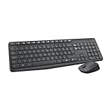 Logitech MK235 Kabelloses Set mit Tastatur und Maus für Windows, US QWERTY-Layout - Grau