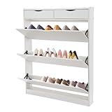 Atnhyruhd Schuhschrank mit 3 Klappe und Schubladen Schuhregal Schuhkipper Schmal Schuhaufbewahrung...