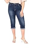 Nina Carter P200 Damen Capri Jeanshosen Große Größen HIGH Waist Jeans Sommer Hose Used-Look (44,...