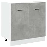 vidaXL Spülenunterschrank Lyon Betongrau 80x46x81,5 cm Holzwerkstoff,Küche, Gastronomieschrank,...