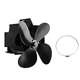 Wandmontierter Kaminventilator, 4 Blattwärmebetriebener Holzofenventilator für Kamin mit Holzofen...