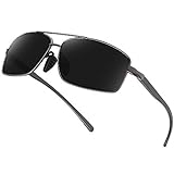 WOWSUN Sonnenbrille für Herren, polarisiert, UV-Schutz, rechteckiger Metallrahmen, modisch, Sport,...