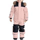 Schneeanzug Kinder Unisex Skianzug Verdickt Warm Skioverall Winter Warme Skianzüge mit Kapuze...