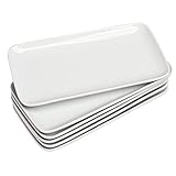 WishDeco Rechteckige Porzellanplatten 6er-Set Weiß (23*12cm), Restaurant-Servierplatten für...