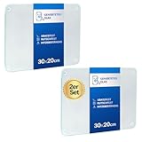 getgastro 2-er Set Schneidebrett Glas 30x20, Rutschfest mit Füße, Glasschneidebrett ohne...