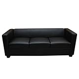 Mendler 3er Sofa Couch Loungesofa Lille - Leder, schwarz