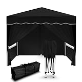 Kronenburg Faltpavillon wasserdicht Dachmaß 3 x 3 m UV Schutz 50+ Pavillon in Schwarz mit 4...