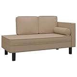 Chaiselongue mit Kissen und Nackenrolle Cappuccino Kunstleder, 340701