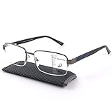 Missfive Herren Premium Multifokus-Lesebrille, blaues Licht, Blockierung, progressiver Metallrahmen...
