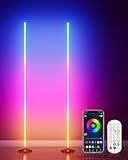 LED Stehlampe Wohnzimmer, 2 Stück RGB Standleuchte Dimmbar 170cm mit Fernbedienung & APP-Steuerung,...