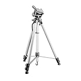 Walimex pro WT-3530 Basic-Stativ 146 cm silberfarben, Dreibein Fotostativ höhenverstellbar 56-146...