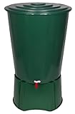 XL Regentonne 310 Liter aus Kunststoff in Grün. Mit sehr robustem Monoblock Stand, Wasserhahn und...