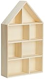 Rayher Holz-Setzkasten Haus, zum Hängen oder Stellen, 30 x 50 x 8 cm, 8 Fächer, mit Wandhaken,...