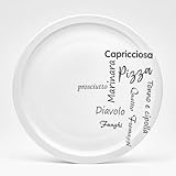 Van Well Pizzateller Italia 30 cm – runder Porzellanteller mit italienischem Typografie-Design,...
