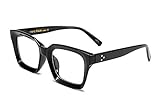 FEISEDY Klassische Brille Rechteckig Klare Linsen Dicker Brillenfassung für Damen Herren B2461