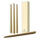 Pickood 30,5 cm hohe tropffreie Spitzkerzen, 4 Stück, goldfarbene Spitzkerzen, perfekt für...