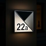 MeLiTec Solar-Hausnummer SH07 | moderne LED-beleuchtete Hausnummer | für außen, wasserdicht | aus...