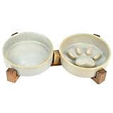 Keramik-Hundenapf-Set mit Standfüßen, Hundenapf Keramik Erhöht mit rutschfest Ständer,...