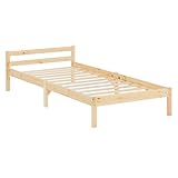 Homestyle4u Bett Holzbett 90x200 mit Lattenrost Kiefer Massiv Bettgestell Einzelbett Gästebett Holz...