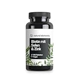 Biotin + Selen + Zink für Haut, Haare & Nägel - 365 vegane Tabletten - Ohne Magnesiumstearat,...