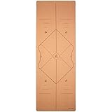 Yogamatte Pro Comfort aus Kork, extra groß 200x66 cm mit Alignment Markierungen, inkl. Tragegurt...