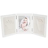 Bieco Set für Gipsabdruck Baby Hand und Fuß | komplettes Baby Abdruckset mit 3D Bilderrahmen aus...