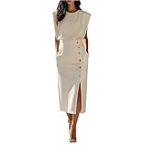 Etuikleid Damen Elegant Für Hochzeit Lang Cocktailkleid Business Kleid Hochzeitsgast Midi Mit...