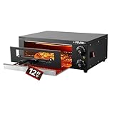 VEVOR elektrischer Pizzaofen, 30 cm Tischpizzaofen 25-300 °C, 1450 W, Pizzaofen mit Zeit- und...