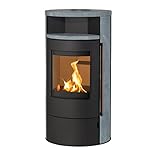 H&M Kaminofen München Max Style schwarz/Naturstein 150mm Rauchrohranschluss 8kw Holzofen Kohle...