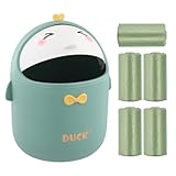 Mini TischmüLleimer mit Deckel, Süße Cartoon Mülleimer mit 5 Rollen Müllsäcke, Cartoon Table...