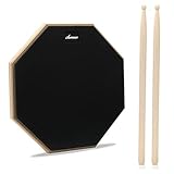 Asmuse Drum Pad Übungspad, Einseitiges 12 Zoll Practice Drum Pad mit Drumsticks für Übung,...