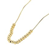 Halsketten Edelstahl, Halsketten Anhänger Gold mit Movable Perlen Halsketten 45+5CM