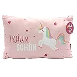 Dekohelden24 Kinder-Kuschel Kissen mit Einhorn/Aufschrift - Träum Schön - L/B/H ca. 40 x 13 x 23...