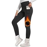FOTOCITI Thermo Leggings Damen Winter Mit Tasche Thermoleggins Gefütterte Fleece Warme...