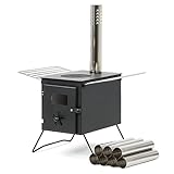 CampFeuer Zeltofen | 54,5 x 38,5 x 259,5 cm | schwarz | Tragbarer Holzofen für Camping, Outdoor,...