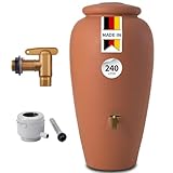 GARANTIA Amphore Regentonne Komplett-Set 240 Liter terrakotta inkl. Kunststoff-Auslaufhahn und...