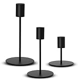 3er Set Schwarze Kerzenhalter aus Metall – Vintage Stabkerzenständer in 3 Höhen 16/14/8,5 cm –...