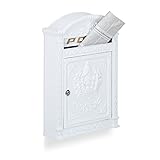 Relaxdays Briefkasten Antik, Englischer Wandbriefkasten, Aluguss, Briefschlitz für DIN A4, HBT:...