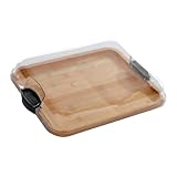 Charcuterie-Brett | 38x28cm Servierplatte Aus Holz | 2-in-1Küchengeschirr | Tragbare Wurstbretter...