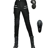 KHAMEO Damen Slim Fit Motorrad Jeans Mit Protektoren Knie Und Hüftprotektoren Stretch Slim Fit...