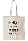 Functon+ Mother Mama Mutter Mommy Mom Words for Mother Canvas Tote Bag, beige